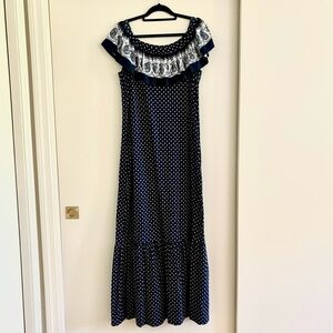 Lands End Ruffle Off the Shoulder Maxi dress - size Large